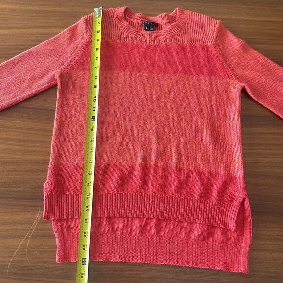 Theory Baby Alpaca/Silk Blend Orange Coral Sweater, Striped, Hi-Lo, Small - Picture 6 of 7